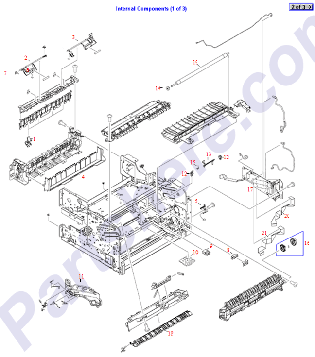 HP parts picture diagram for RK2-1053-000CN, RK2-1055-000CN, RK2-1096-000CN, RC1-7047-000CN, RC1-7121-000CN, RC1-7163-000CN, RC1-7192-000CN, RC1-7249-000CN, RC1-7261-000CN, RC1-7268-000CN, RM1-2474-000CN, RU5-0536-000CN, RU5-2584-000CN, RU5-2596-000CN, RC1-7462-000CN, RC1-7459-020CN, RC1-7460-020CN